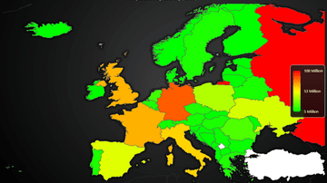 Map Chart Dynamic Coloring - Example of using MapChart with real data set and dynamic region coloring