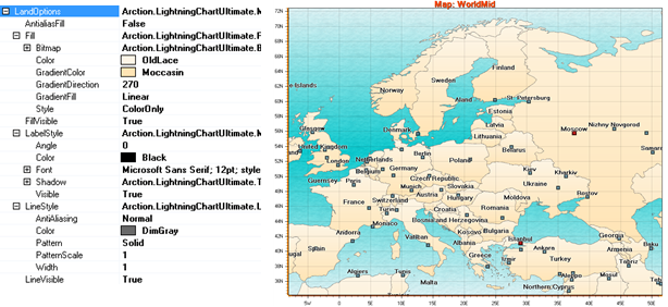 Map default LandOptions