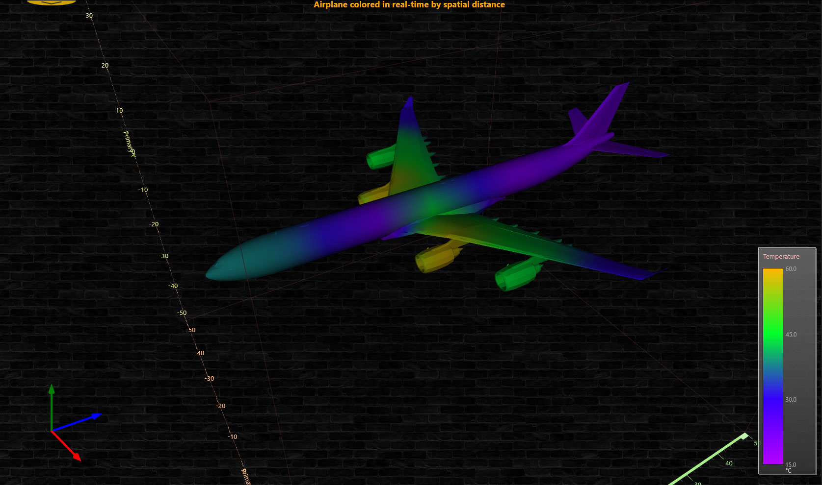 3d mesh model real-time coloring application of an airplane